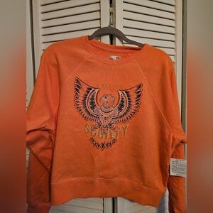 Amuse Society Orange Sweatshirt with Eagle Design